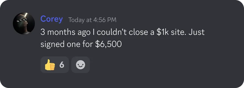 Corey: Signed a $6,500 site